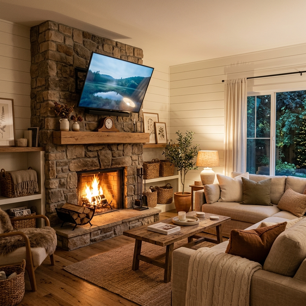 TV above fireplace